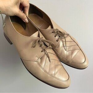 Vintage Taupe Leather Oxford Shoes - 10.5, made in Canada 🇨🇦